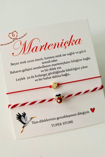 Tupek Store Marteniçka Nazar Boncuk Ve Yonca Şans Bileklik Seti