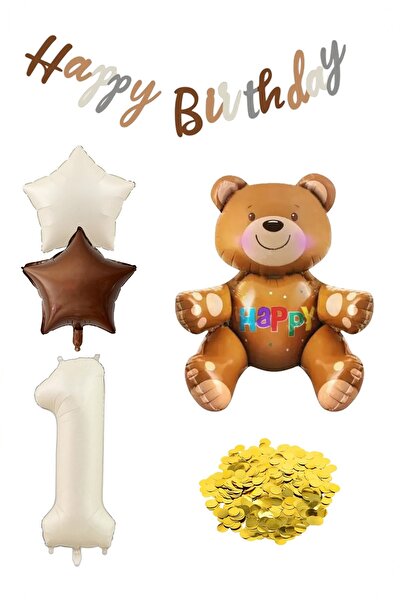 BİDOLUMUTLULUK Retro Renkler Ayı Folyo Balon Doğum Günü Konsept Balon Parti Eğlence