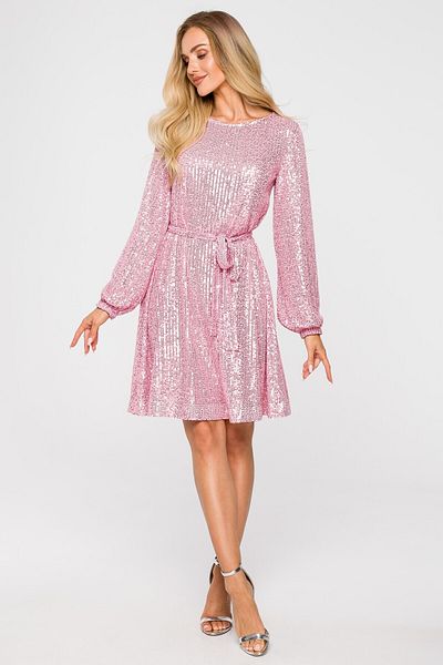 Made of Emotion Sequin dress with puffed sleeves