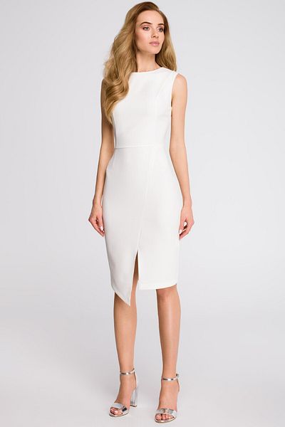 Stylove Dress with an asymmetrical slit in the front