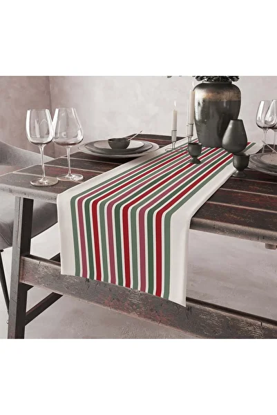 ASDİVA Simple Modern Designed Line Pattern Digital Printed 45X140 Decorative Runner