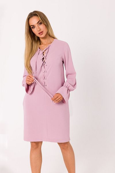 Made of Emotion This mini dress is pierced with a plunging lace-up neckline.