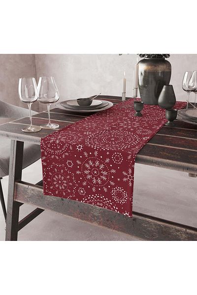 ASDİVA Runner decorativ roșu Claret 45x140, cu model de Anul Nou, imprimat digital, cu design modern simplu