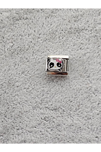 SiestaAccessories White Cat Italian Bracelet Charm - with Pink Ribbon