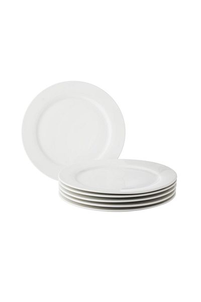 Dania A set of circular porcelain eating plates / 6 pieces