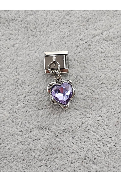 SiestaAccessories سحر الإسورة الإيطالية الأنيقة - مع تفاصيل الحجر الأرجواني وقلب متدلي