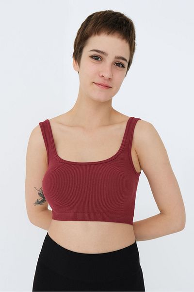Addax Square Collar Seamless Crop Tank Top A0187-L5
