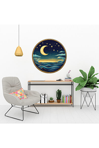 KOSS Dijital Autocolant rotund cu valuri de mare abstracte - Decor de perete ...