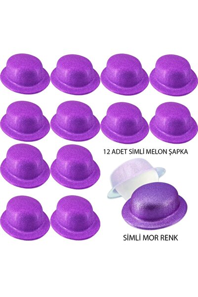 NW NessiWorld Pălărie de petrecere rotundă cu melon argintiu de culoare viole...