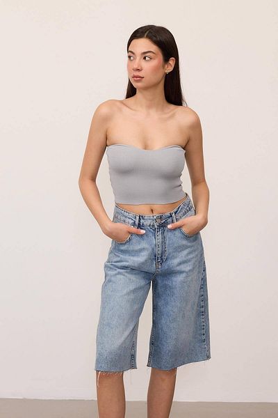 Addax Στράπλες Πλεκτά Crop Bustier B10278-c9