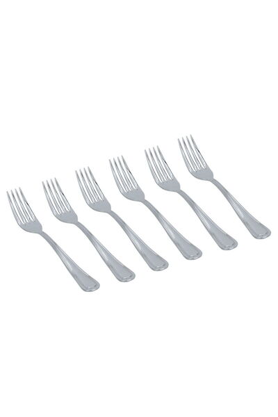 Alsaif Gallery Al Saif Gallery steel dessert forks set, 6 pieces, plain - silver