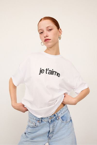 Addax Je t'Aime Short Sleeve Text T-Shirt - P13718-N9