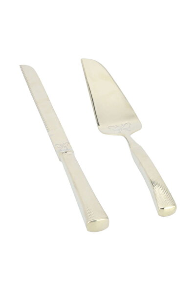 Alsaif Gallery Al Saif Gallery Steel Cake Serving Set, 6/9 inch, Butterfly Pa...