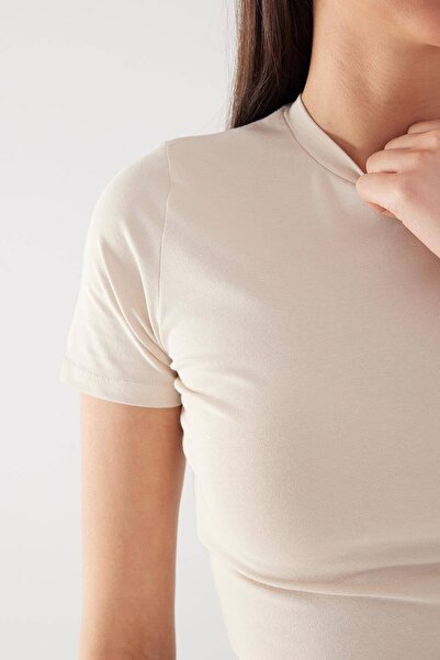 Addax T-shirt Crew Neck Basic Crop P0102-F1