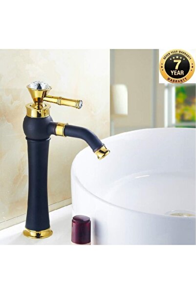 OEM Banyo Çanak Lavabo Bataryası Siyah Gold Renk Taşlı Model 7 Yıl Garantili ...