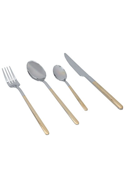 Alsaif Gallery Saif Gallery Stainless Steel Spoon Set, 24 Pieces, Gold Silver...