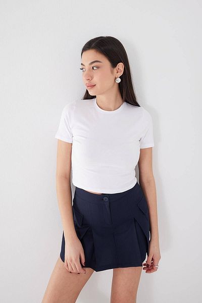 Addax T-shirt Crew Neck Basic Crop P0102-F1