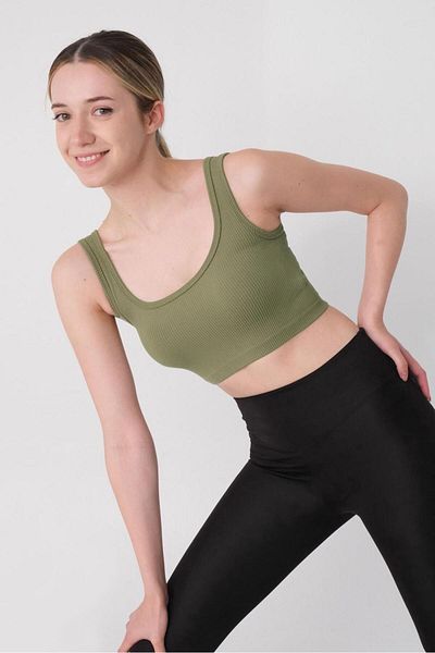 Addax Τετράγωνο λαιμό χωρίς ραφή Crop Tank A0187-l5