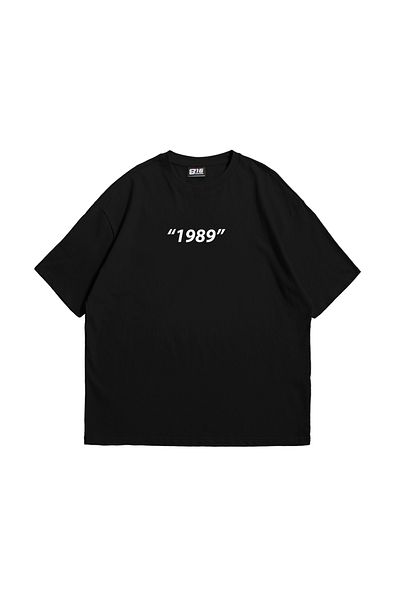 Sekizbiraltı 1989 Πίσω εμπριμέ Oversize Unisex Μαύρο Tshirt