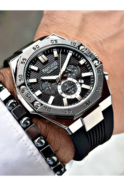 Ferrucci FERRUCCİ TAKVİMLİ FUNCTION SİYAH KADRANLI SİLİKON ERKEK KOL SAATİ