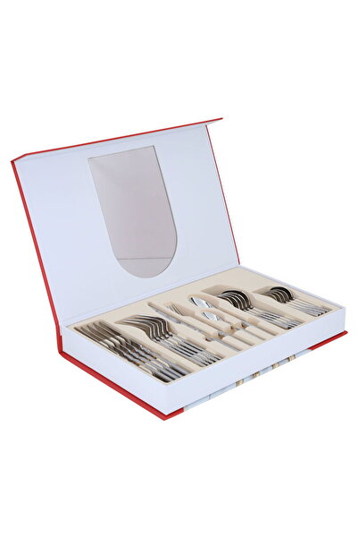 Alsaif Gallery Al Saif Gallery Steel Cutlery Bag, 24 Pieces - Silver Gold