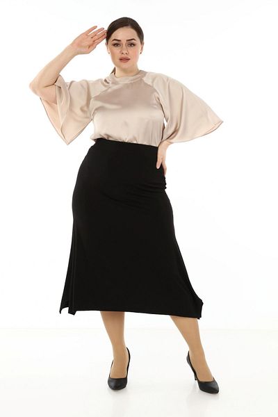 modayız Μαύρη φούστα Plus Size Style 24c-1777