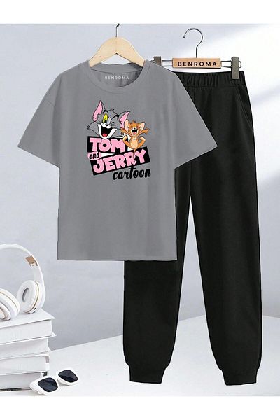 BENROMA Children's T-Shirt Tracksuit Set with Comic Character