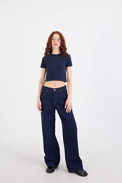 Addax T-shirt Crew Neck Basic Crop P0102-F1