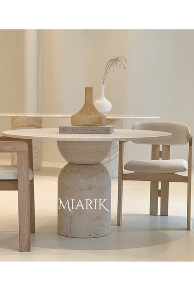 MIARIK DESIGN Tasarım Charissa Traverten Mermer Masa