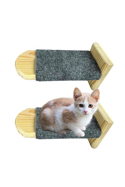 BEYLİNİ Cat Climbing Ladder Wall Mounted Pack of 2,Nails and Foot Relaxing Decorative 100% Wood