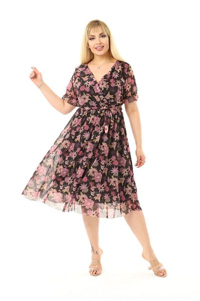 modayız Double Breasted Collar Plus Size Summer Dress 17b-2083