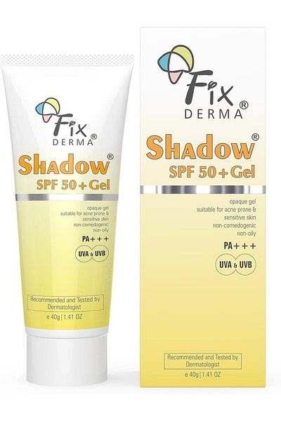 FixDerma Shadow SPF 50+ Gel Sunscreen, Broad Spectrum UVA/UVB Protection, Non-Greasy, Water-Resistant, 40g