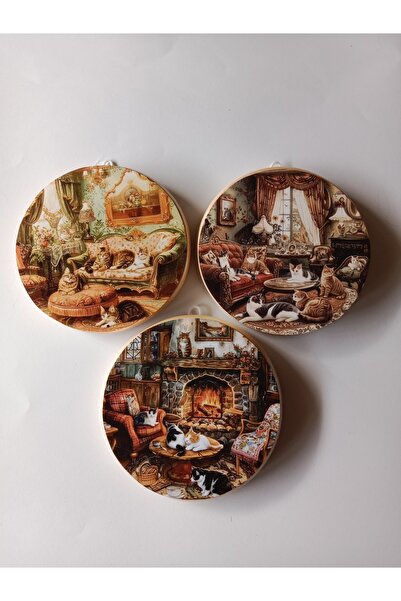 ZeyMin Art Kedi Temalı 3 lü Duvar Süsü