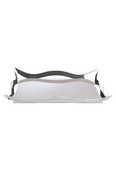 Alsaif Gallery Serving Tray Steel, Al Seif Gallery, 41×39×4 cm, Rectangular - Silver