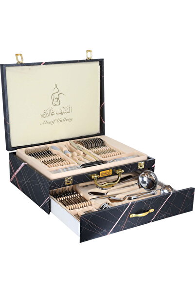 Alsaif Gallery Al Saif Gallery steel cutlery set, 72 pieces - golden silver