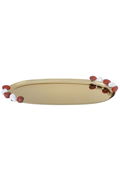 Alsaif Gallery Saif Gallery Stainless Steel Serving Tray, 46 x 20 x 2 cm - Si...