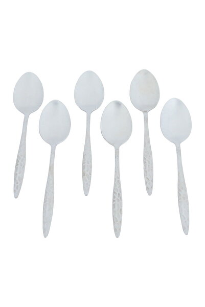 Alsaif Gallery Al Saif Gallery steel tea spoons, 6 pieces, engraved - silver