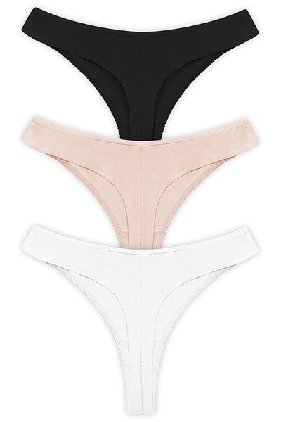 Cottonhill Basic Cotton Women's Thong 3-Pack Panties