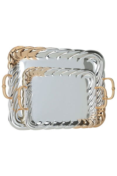Alsaif Gallery Al Saif Gallery tofaria set with gold handle, two pieces, rect...