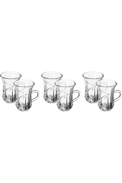 ALSAIF Saif Gallery Bialat Max Glass Tea Set, 6 Pieces, Glass Handle - Transp...