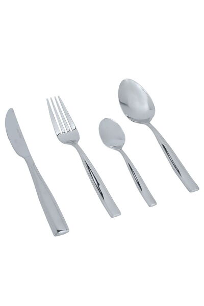 Alsaif Gallery Saif Gallery Stainless Steel Spoon Set, 24 Pieces, Engraved Edges - Silver