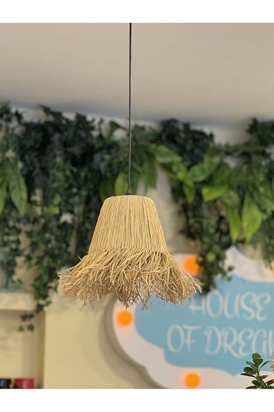 Maison Avf Hydra Raffia Wicker Handmade Bohemian Design Medium Size Pendant Lamp Chandelier (1 Pc)