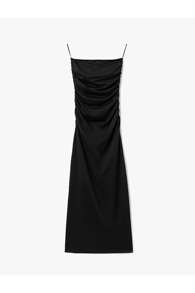 Koton Slim Fit ντραπέ φόρεμα μίντι στράπλες