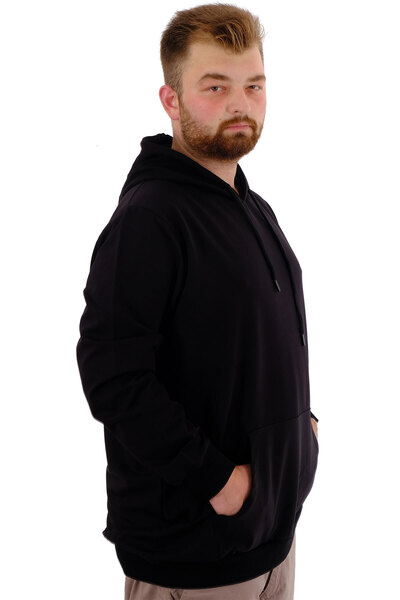 ModeXL Чоловічий базовий світшот з капюшоном - Модель XL, кишеня-кенгуру, чорний U24166