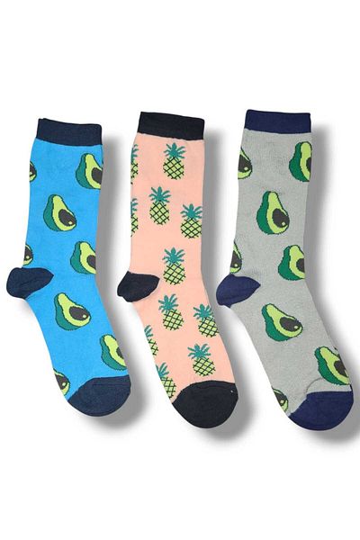 Fanilam 3 Pack Fruit Patterned Cheerful Unisex Bamboo Socks 36-41