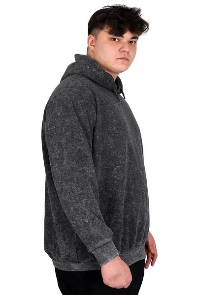 ModeXL Mode XL Plus Size Ανδρικό φούτερ με κουκούλα Acid Wash Interlock U24167 Γκρι