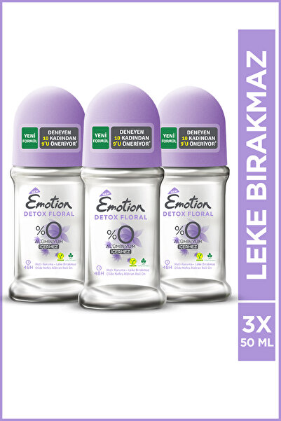 Emotion Detox Floral Kadın Vegan Roll On 3x50 Ml Leke Bırakmaz