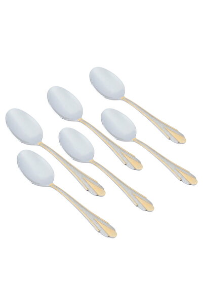 Alsaif Gallery Al Saif Gallery Stainless Steel Dinner Spoons, 6 Pieces - Gold
