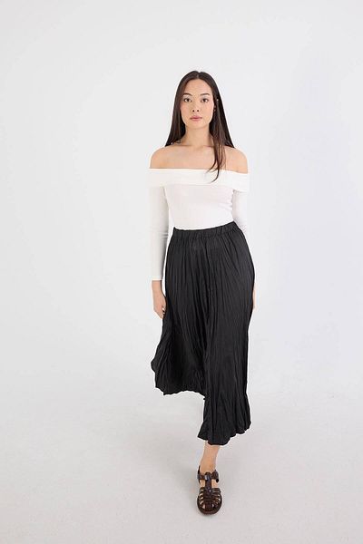 Addax Long Elastic Waist Wrinkled Skirt - E16125-b5
