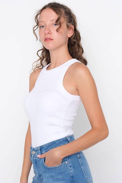 Addax Halter Collar Ribbed Undershirt A13294-L7